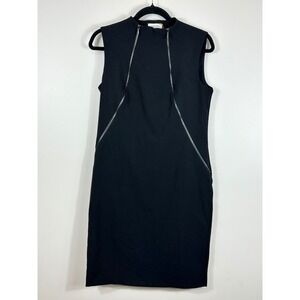 Calvin Klein Dress Women Sleeveless Zipper Detail Black Sz 8 Office Work